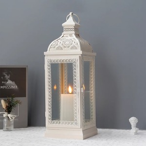 Brass Moroccan <b>Lantern</b> With Glass Panels And Intricate Cutouts For Home Decoration - Product Image 2
