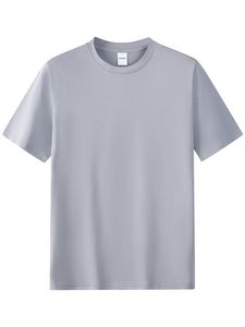 Men 100% Cotton T-Shirt Blank Knitted Short Sleeve O-Neck Tee Solid Casual Wear Custom <b>Logo</b> - Product Image 5