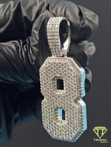 Moissanite Diamond <b>Iced</b> <b>Out</b> 8 Pendant Hip Hop Necklace Luxury Bling <b>Chain</b> Custom Number Jewelry Gift For Men - Product Image 4