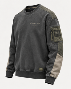 SAM TACTICAL Herren Rundhals-Sweatshirt Raglan-Ärmel Gewaschene Baumwolle French Terry Pullover Lässiger Herbststil Günstiger Preis - Product Image 3