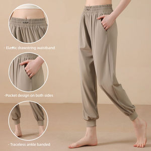 Custom Logo <b>Elastic</b> Waist Quick-Dry Lightweight Yoga Jogging Pants Mid Casual Stretch Nylon Spandex Pull-<b>String</b> Pocket Loose Fit - Product Image 6