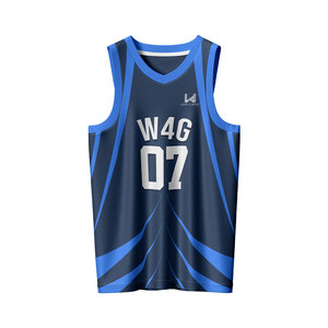 Ensemble d'uniformes de basketball pour hommes sans manches, personnalisés, col en V, imprimés par sublimation, 100 % polyester, respirants, anti-humidité, séchage rapide - Product Image 2