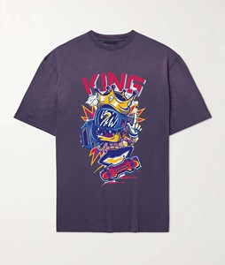 Camiseta de manga corta oversize para hombre, estilo vintage, con estampado de tinta y pedrería, diseño gráfico urbano, estilo streetwear. - Product Image 3