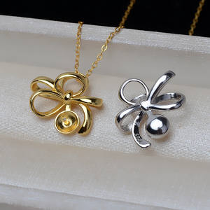 Women's Fashion <b>Jewelry</b> <b>Sets</b> DIY Accessory S925 Pure Silver Hot Bar Pendant 7-9 Fetal Hair <b>Pearl</b> Empty Support Necklace-Tide - Product Image 2