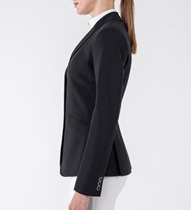 Chaqueta de Montar Negra para Mujer, Corte Entallado, Cierre de Botones, Chaqueta Ecuestre Profesional, Bolsillos Estándar - Product Image 4