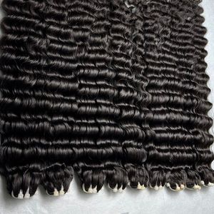 Trame de cheveux vietnamiens à ondulations profondes à terminaison épaisse sans enchevêtrement 100% cuticule de donneur unique alignée extensions de cheveux de haute qualité - Product Image 1