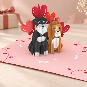 Tarjeta 3D Pop Up con diseño de pareja de perros adorables, tema de amor, con sobre, tarjeta hecha a mano con corazón, tarjeta de felicitación para pareja. - Product Image 6