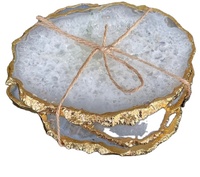 Sous-verres en Agate blanche Offre Spéciale naturelle de meilleure qualité avec pierre argentée ou dorée sous-verres à Quartz