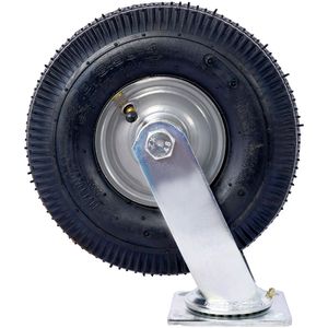 Ruota Girevole Pneumatica da 10 Pollici con Asse da 5/8 Pollici, 2 Pezzi, Piastra Orientabile, Mozzo in Acciaio, Cuscinetti a Sfera, Ruota Centrata a 2 Fori per Facile Mobilità - Product Image 4