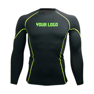 เสื้อรัดกล้ามเนื้อคุณภาพสูงสำหรับผู้ชาย แห้งเร็ว เหมาะสำหรับ MMA BJJ ออกกำลังกายที่ยิม แขนยาว รับผลิตแบบ OEM ODM จำนวนมาก - Product Image 5