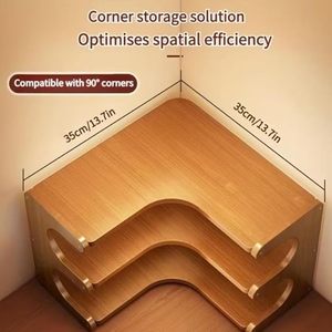 Three Layer Adjustable Modern Bamboo Corner Storage Rack <b>Desktop</b> Organizer <b>Shelf</b> Standing Mug Holder for Bathroom Kitchen Home - Product Image 6