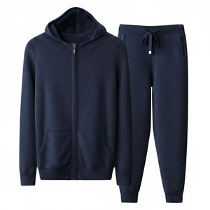 Ensemble de survêtement décontracté deux pièces en polyester/coton pour homme, coupe-vent respirant extensible dans les quatre sens - Product Image 1