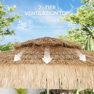 Ombrellone da Patio Hula Thatched Tiki da 3 m con 8 Stecche, Protezione UPF30+, Materiale in Poliestere - Product Image 6