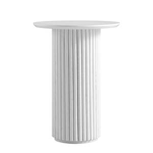 White <b>Round</b> <b>Wooden</b> Pedestal <b>Coffee</b> <b>Table</b> Modern Contemporary Design Durable & Easy to Clean for Bedroom and Living Room - Product Image 4