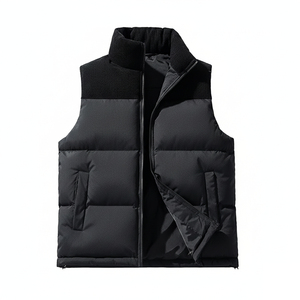 Gilet matelassé rouge pour homme, col montant, fermeture éclair, coupe-vent, décontracté, hiver, extérieur, polyester, rembourrage, poches, longueur standard - Product Image 3