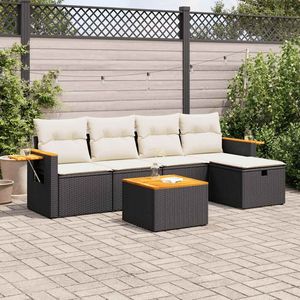 Black Rattan <b>Garden</b> <b>Sofa</b> Set With Storage 4 Seater Outdoor Furniture Contemporary Design - Product Image 1