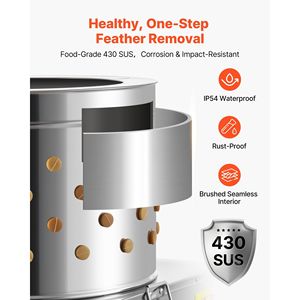 Máquina Desplumadora de Pollos Eléctrica de 240 RPM y 2200W con Tambor de 23.6 Pulgadas y 119 Dedos Suaves, Serie 2400, Equipo de Sacrificio - Product Image 4