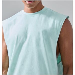เสื้อกล้ามคอกลมผ้าฝ้าย 100% สีฟ้าอ่อน ทรงปกติ สำหรับผู้ชาย สวมใส่สบายๆ - Product Image 4