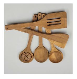 Juego de espátula de mezcla de madera de Acacia Vintage de 28x7,5 cm, cubiertos de mango largo, utensilios para el hogar y el restaurante, utensilios de cocina - Product Image 3