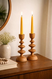 Home Decoration Wooden Natural Acacia Wood Color <b>Candlestick</b> <b>Holder</b> Handmade Wooden Polished Candle Stand or Candle <b>Holder</b> - Product Image 5