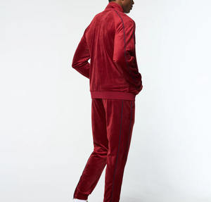 Ensemble de survêtement marron pour homme, couleur unie, col montant, veste zippée et pantalon, tenue décontractée d'hiver, en molleton tricoté respirant, style streetwear - Product Image 5