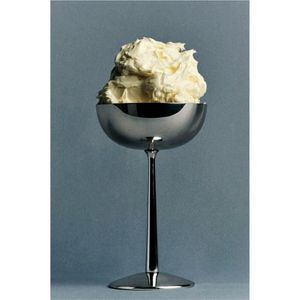 Bol à dessert moderne en acier inoxydable poli miroir, élégante coupelle à sundae, plat à glace sur piédestal métallique, bols de table en gros - Product Image 1