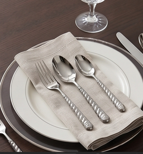 Juego de cubiertos clásico de acero inoxidable con diseño de mango retorcido, alto brillo, resistente al óxido, para uso en bodas. - Product Image 6