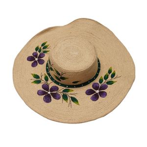 Chapeau de soleil en paille à fleurs, style Panama, à large bord, en papier, pour adultes, voyage, plage, extérieur, fête - Product Image 3