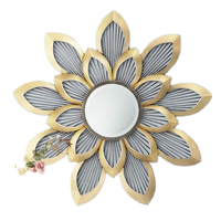 Cadre en or de haute qualité grand art mural abstrait arrondi-miroir de conception de fleur de fer en métal pour la décoration de la maison thème de peinture