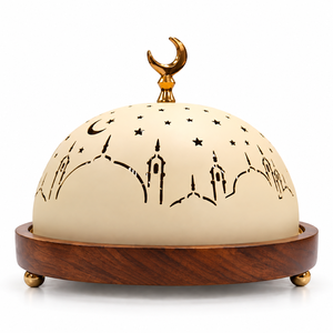 Dôme moderne en métal martelé thermolaqué couleur chocolat avec bouton en forme de croissant pour hôtels, mariages et événements – Tailles et couleurs personnalisées disponibles - Product Image 2