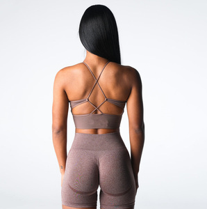 Seamless Halter Sports Bra Medium Support White Yoga <b>Top</b> For Women - Product Image 6