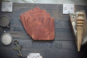Sous-verres en cuir véritable sur mesure, forme personnalisée, vente en gros, isolants thermiques, durables, pour verres et boissons, fournisseur LC-0075C - Product Image 6