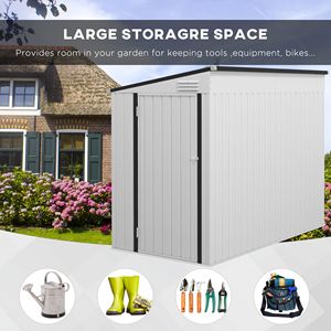 Casetta da Giardino in Metallo Bianco 4x8 piedi con Porta Lucchettabile, Prese d'Aria e Montaggio Semplice per Stoccaggio Esterno - Product Image 5