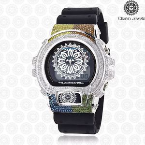 Montre de luxe pour homme Charm_Jewells en acier inoxydable, cadran analogique 40 mm, lunette sertie de diamants, verre cristal, mouvement mécanique, étanche 10 bars - Product Image 3