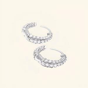 Boucles d'oreilles pour femmes de qualité supérieure, plaquées argent, avec diamants naturels ronds taille brillant - Style classique, certifiées, prix compétitif - Product Image 1