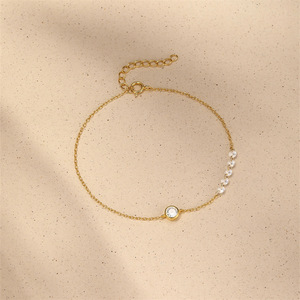 Ensemble de bijoux collier et bracelet en argent sterling 925 avec serti asymétrique en CZ - Product Image 3