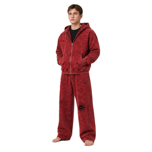 Survêtement Homme Délavé Effet Usé de Haute Qualité Personnalisable Vintage Streetwear Uni Polyester/Coton Effet Soleil Décoloré Prix Abordables - Product Image 5