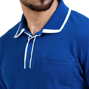 Mens Casual Solid Contrast Collar <b>Half</b> Sleeve Yarn Dyed <b>Shirt</b> 100% Cotton ODM Breathable Regular Fit Knitted for Custom Pocket - Product Image 3