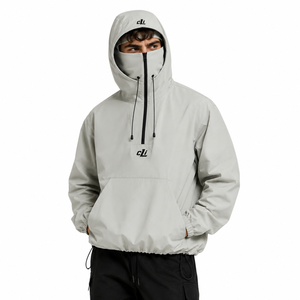 Veste coupe-vent anorak pour homme avec cagoule intégrée, personnalisable avec logo, imperméable, demi-zip, en nylon, à capuche, vente en gros - Product Image 4