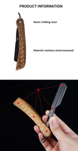 Professional Curve Straight <b>Razor</b> <b>Men</b> Wood Handle Barber Shaving Spider Pattern Face Cleaning Stainless Steel Blade A+ Grade - Product Image 5
