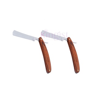Customizable <b>Single</b> <b>Blade</b> Barber <b>Razors</b> with Wooden Handle Private Label Bikini Underarm Shaving <b>Razors</b> for Salons - Product Image 1