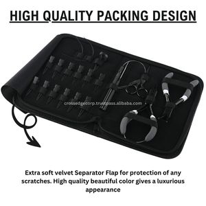 Kit d'outils d'extension de cheveux avec étui aiguille à coudre pince à coiffer en acier inoxydable noir mat avec pinces de sectionnement ciseaux - Product Image 3