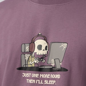 Mauve <b>Tshirt</b> for men Humour and comic printed Regular length Round neck Short, regular sleeves Knitted cotton fabric - Product Image 5