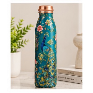 Modern Blue Gold Marble Pattern Copper Water <b>Bottle</b> Portable Travel <b>Thermos</b> - Product Image 6