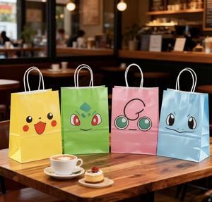 Sacs cadeaux en papier kraft pour <span class=keywords><strong>bébé</strong></span>, thème Pikachu, impression personnalisée tendance, dessin animé - Product Image 3