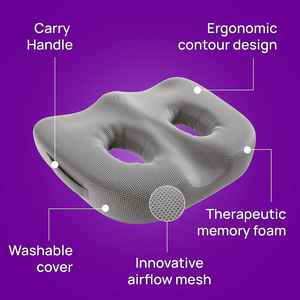 Coussin de siège orthopédique en mousse à mémoire de forme Coccyx Coussin de dos brodé en forme de U pour le bureau Voiture Fauteuil roulant Utilisation du coccyx Soulagement de la douleur - Product Image 6