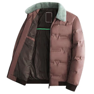 <b>Men's</b> Casual Winter Jacket with Stand <b>Fur</b> Collar New Materials Cotton Blend Warm <b>Coat</b> <b>for</b> Mature <b>Men</b> with Front Logo - Product Image 4