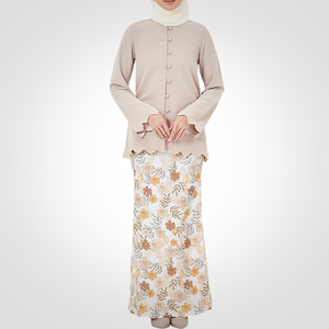 Robe crayon moderne pour femme musulmane avec poignets brodés, Baju Kurung SIPO, nouveau design Eid, col mandarin, Malaisie - Product Image 6