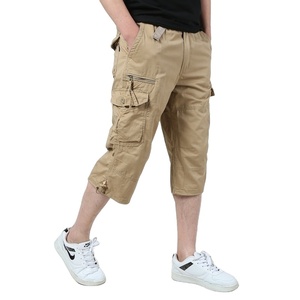 Men Cotton Cargo Capris Loose Fit Multi Pocket Knee Length Casual Outdoor Lightweight Shorts - Product Image 2
