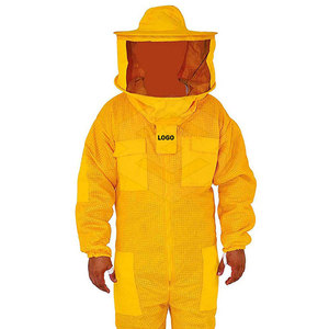 SALVA LEATHER Yellow Casual Full Body Beekeeping <b>Suit</b> with Ventilated Hood and Mesh Face Shield for Four Seasons Use - Product Image 3